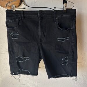 Women's Black Distressed Denim Shorts. Cut offs